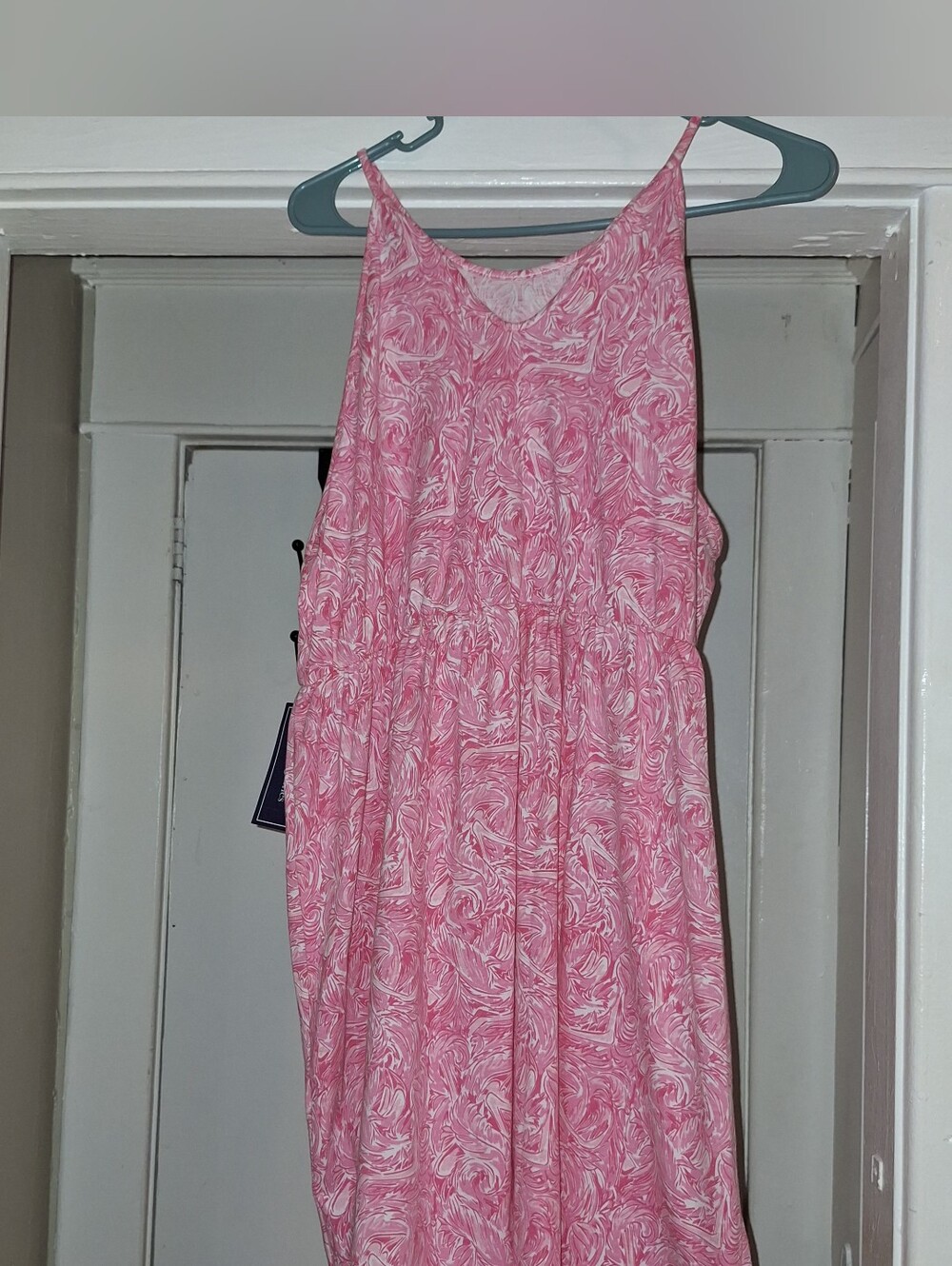 Lauren James Pink Marble-Print Sleeveless Casual Dress